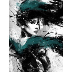 Affiche abstrait dessin femme bleu