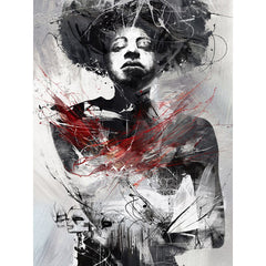 Affiche abstrait femme trait rouge