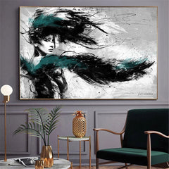 Affiche abstrait peinture femme bleue