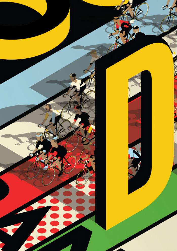 Affiche vintage arrivé course vélo