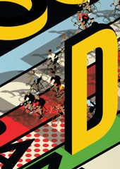 Affiche vintage arrivé course vélo