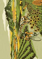 Affiche vintage champ et vélo