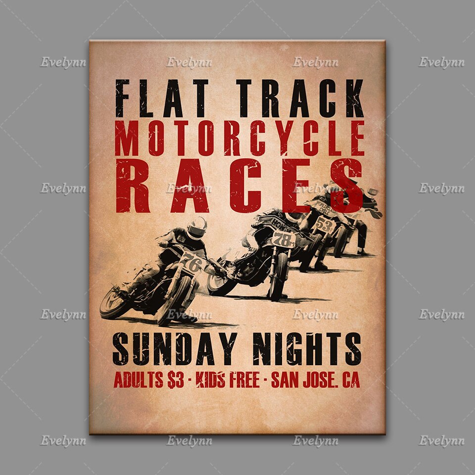 Affiche vintage course moto