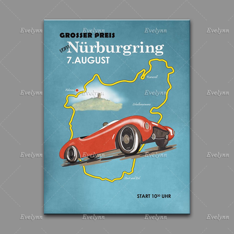 Affiche vintage course voiture