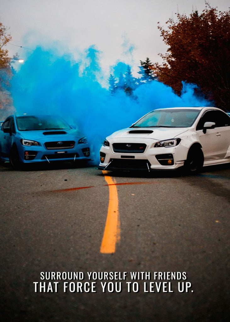 Affiche vintage deux voitures