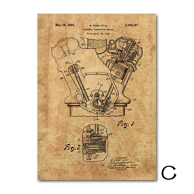Affiche vintage moteur explication