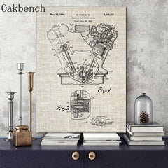 Affiche vintage moteur fond gris