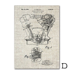 Affiche vintage moteur fond gris