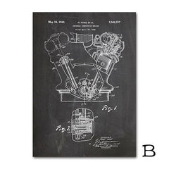 Affiche vintage moteur fond noir