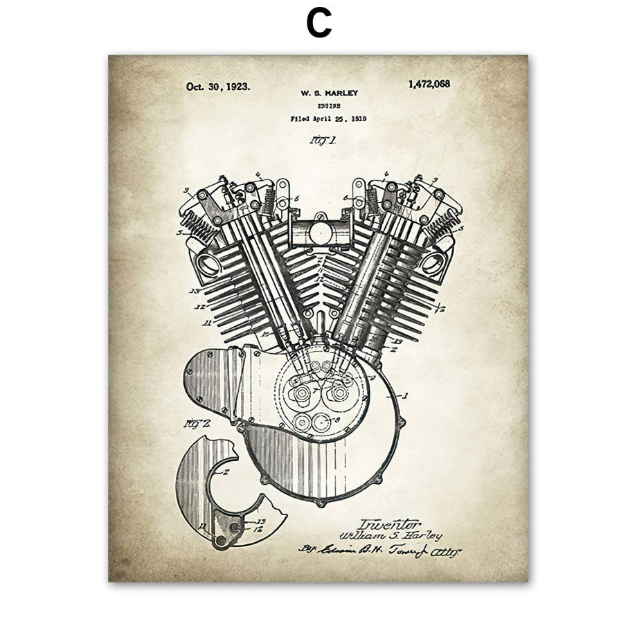 Affiche vintage moteur moto