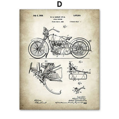 Affiche vintage moto fond beige