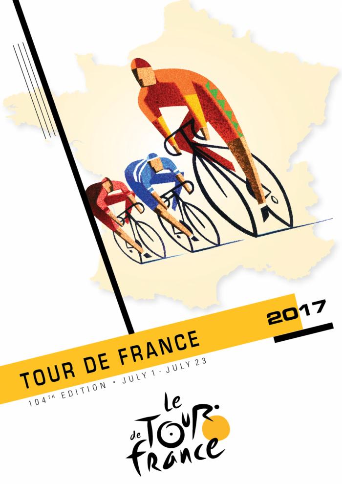 Affiche vintage vélo carte de France