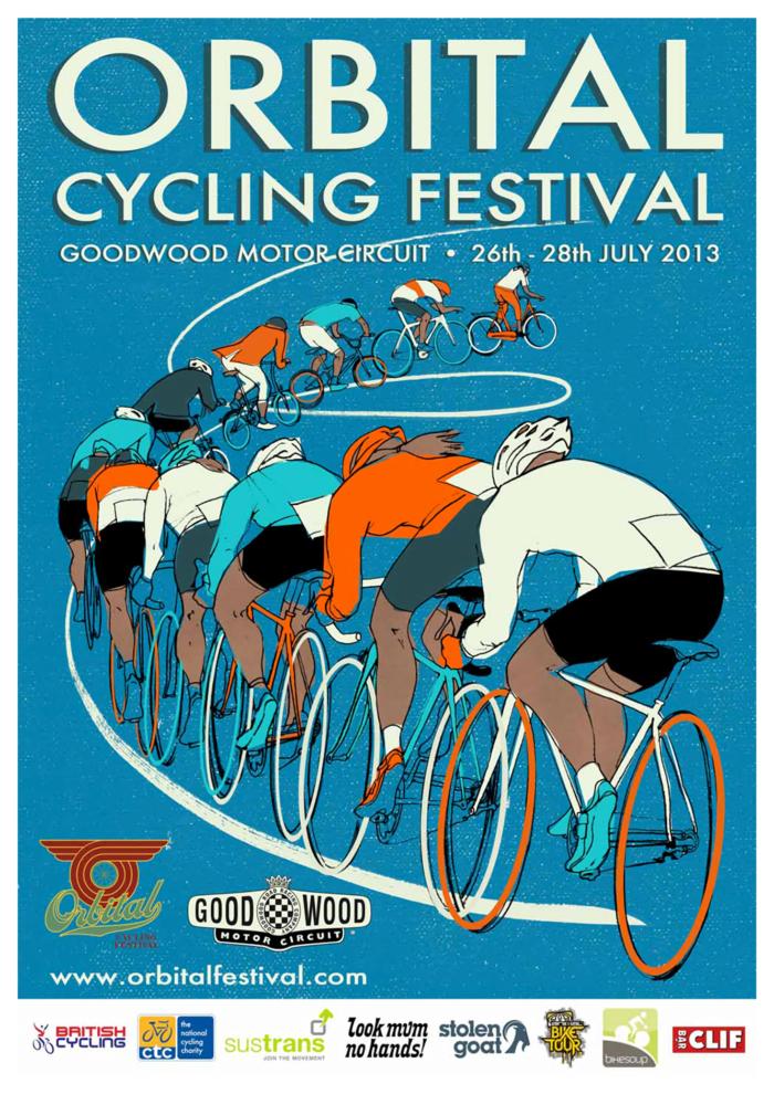 Affiche vintage vélos fond bleu