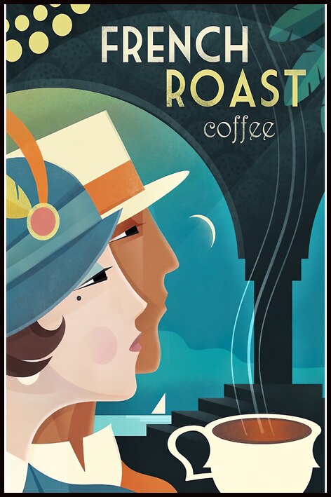 Affiche vintage vogue cafée