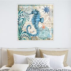 Cadre abstrait hippocampes fond vintage