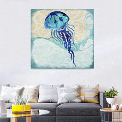 Cadre abstrait méduse bleue foncé