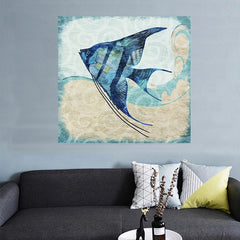 Cadre abstrait poisson bleu foncé