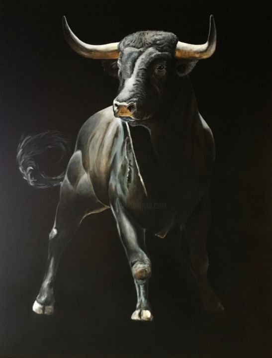 Cadre vintage taureau fond noir