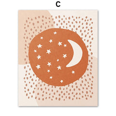 Tableau enfant lune rond orange