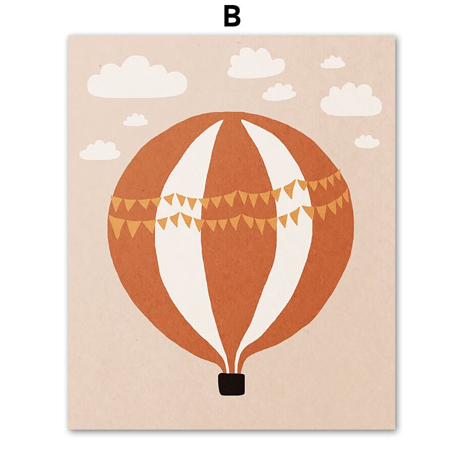 Tableau enfant montgolfière beige
