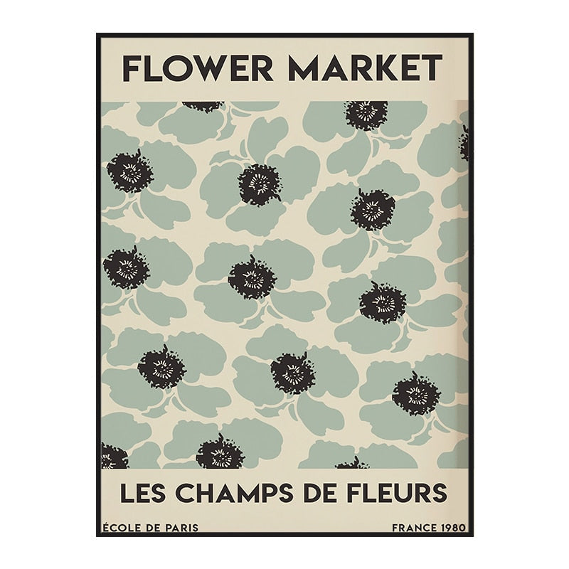 Tableau fleurs vintage bleues