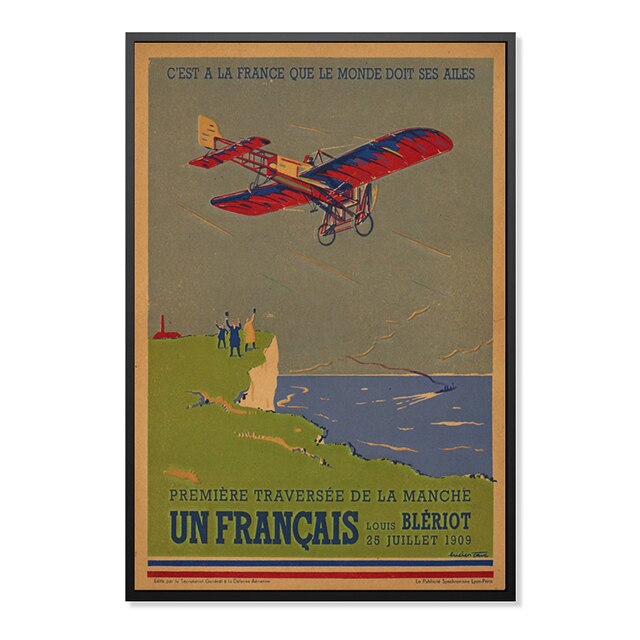 Tableau vintage avion rouge français