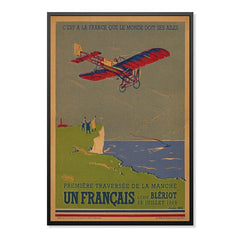 Tableau vintage avion rouge français