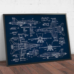 Tableau vintage bleu foncé avion