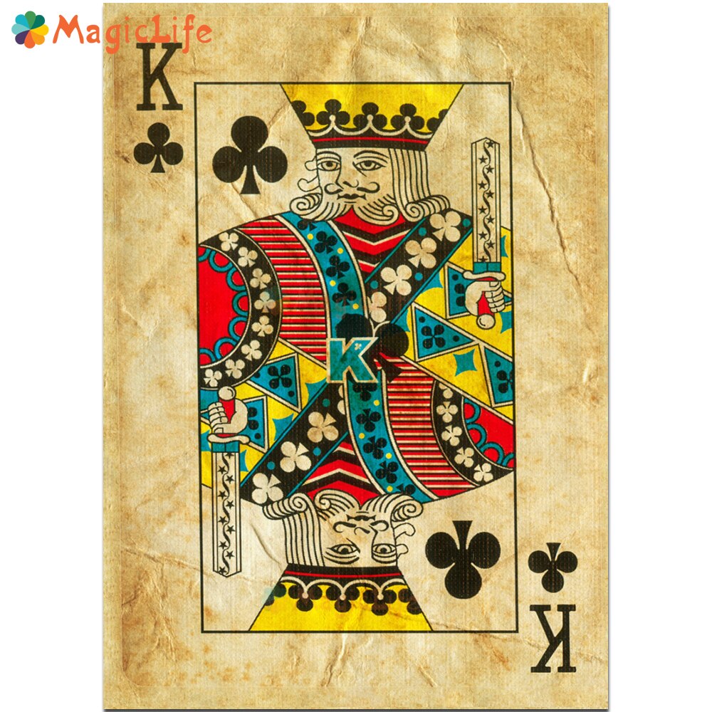 Tableau vintage carte roi de trèfle
