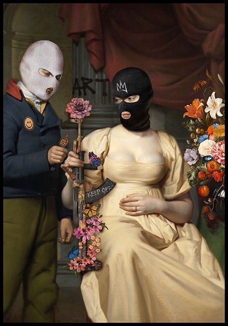 Tableau vintage homme cagoule