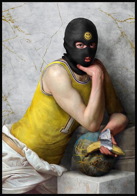 Tableau vintage homme masqué