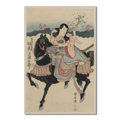 Tableau vintage japonais cheval noir