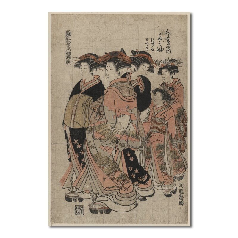 Tableau vintage japonais groupe de femmes