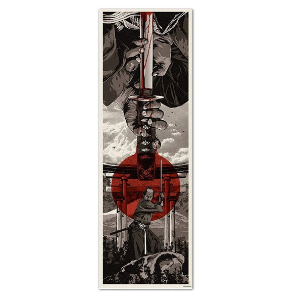 Tableau vintage japonais rond rouge