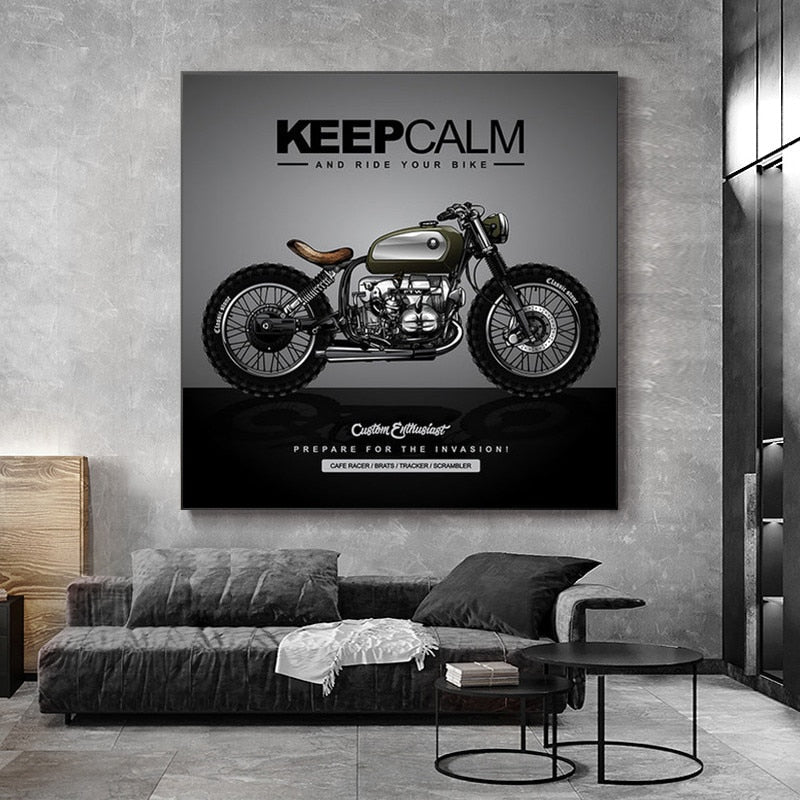 Tableau vintage moto rester calme