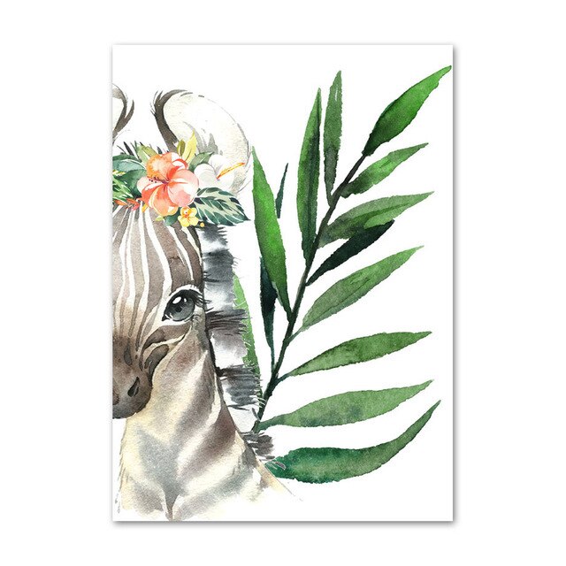 tableau zèbre et feuille