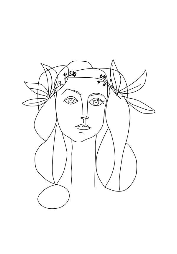 Affiche minimaliste femme fleuri