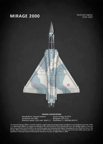 Affiche vintage avion mirage 2000