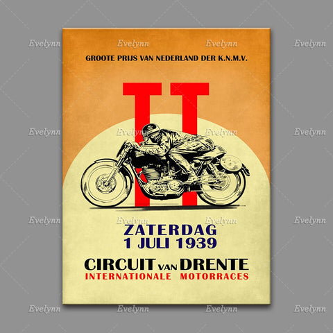 Affiche vintage course moto 1939