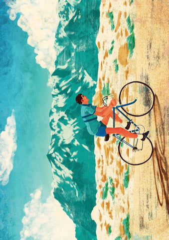 Affiche vintage montagne et cycliste