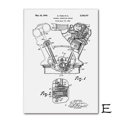 Affiche vintage moteur fond blanc