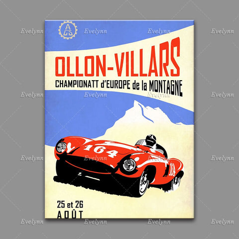 Affiche vintage voiture rouge