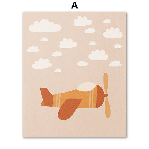 Tableau enfant avion beige