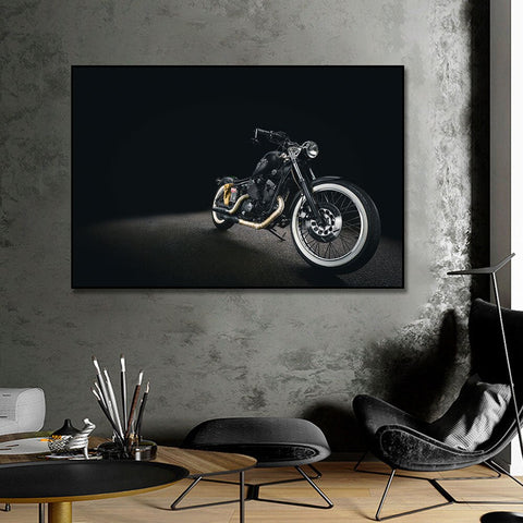 Tableau enfant moto fond noire