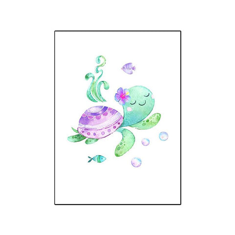 Tableau enfant tortue rose