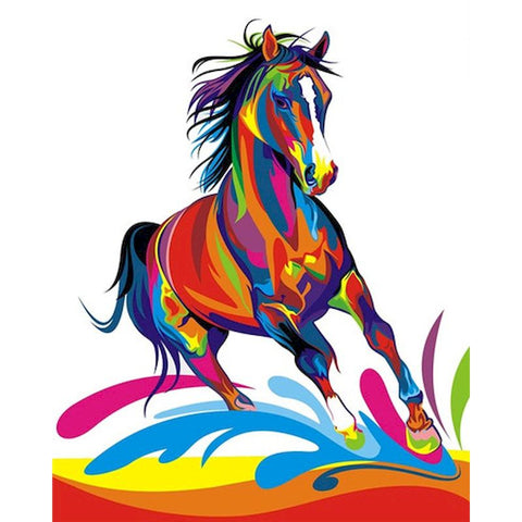 Tableau peinture cheval coloré