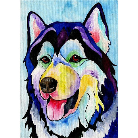 Tableau peinture loup coloré