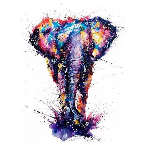 Tableau peinture multicolore éléphant
