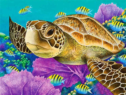 Tableau réaliste tortue de mer