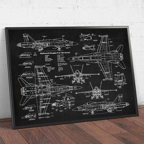 Tableau retro avion fond noire